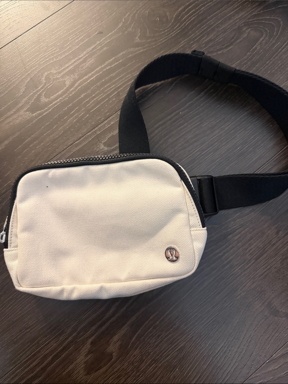 lululemon athletica Cream Belt Bag with Black Strap